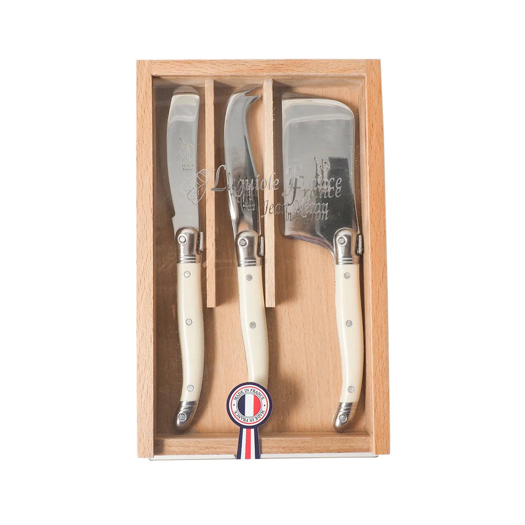 Laguiole Ivory Cheese Utensils in Wood box Set of 3