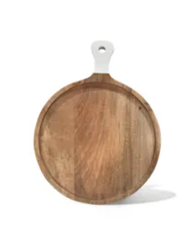 Acacia Board with White Handle - Round