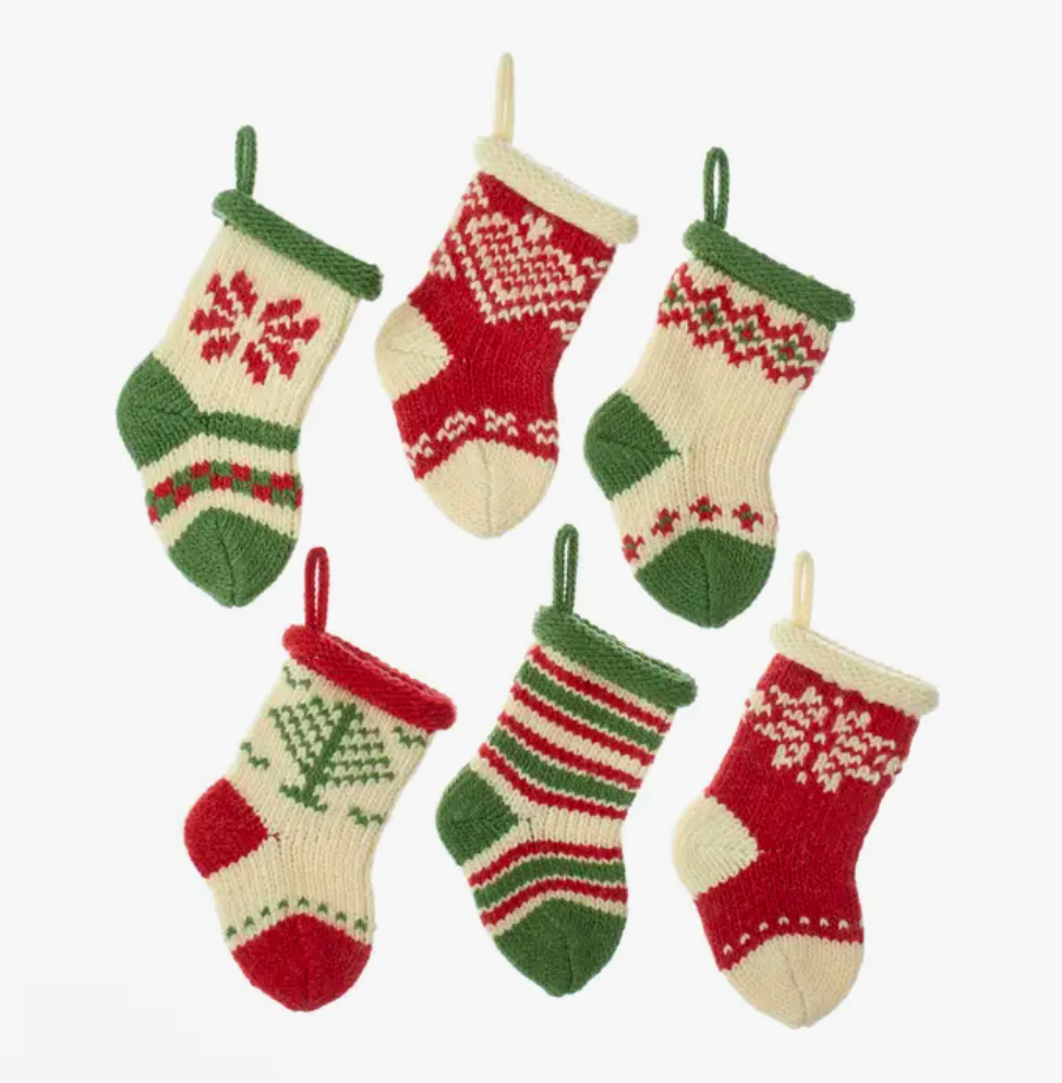 5" Red/Green/Iv Mini Knit Stocking 6/A