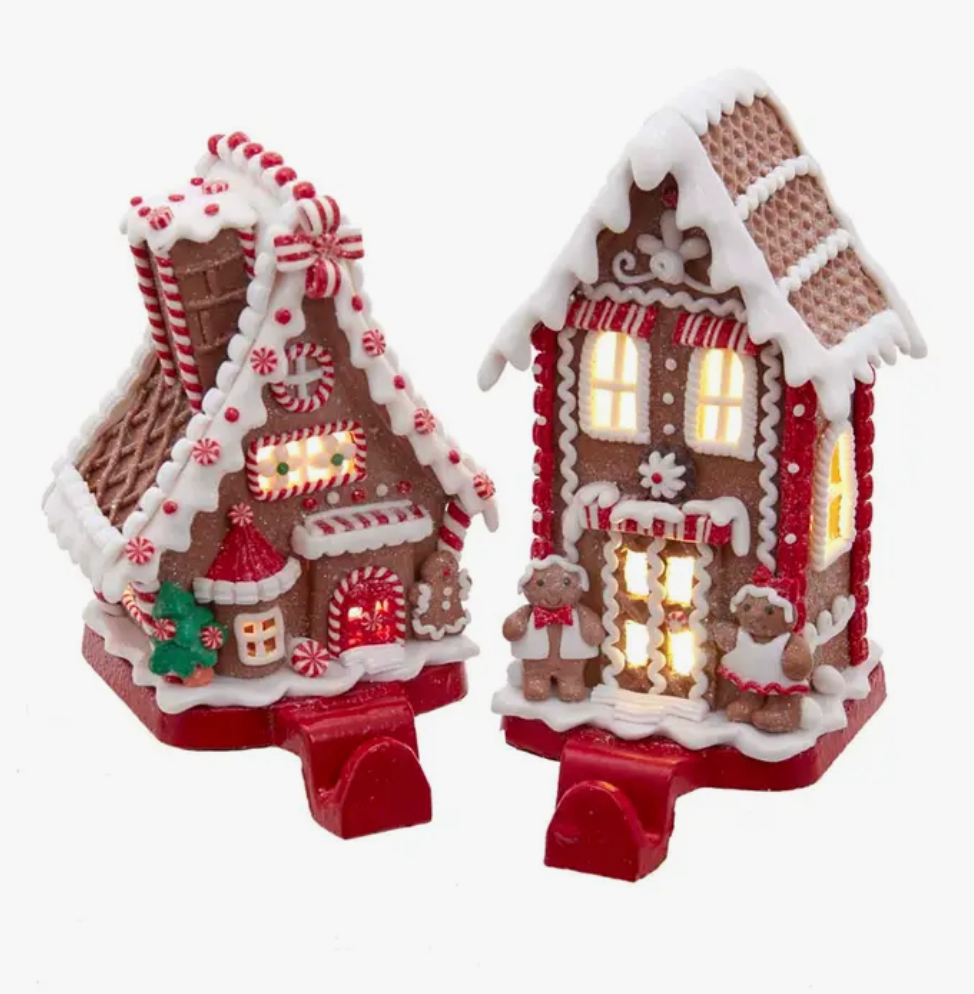 6-7"BATTERY OPERATED LED gingerbread stocking holder 2/A