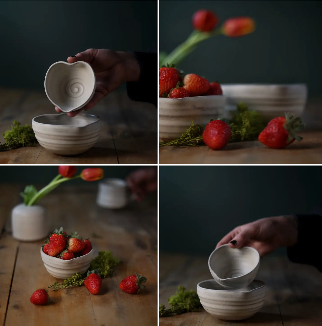 Heart Bowl - Small - Cream Glaze For Valentine's Day