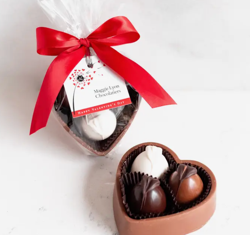 Valentine's 6oz Milk Chocolate Heart Box with Three Truffles