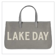 Grey Canvas Tote - Lake Day