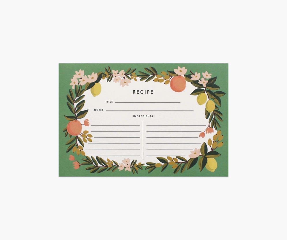 Recipe Cards Citrus Floral