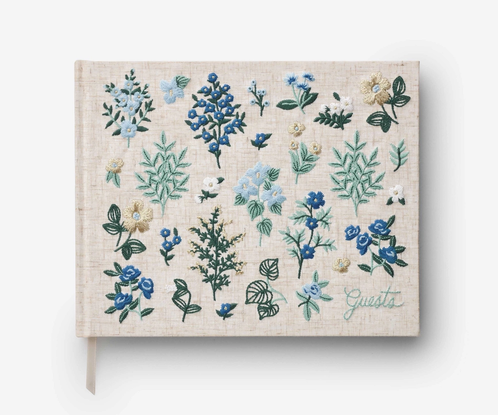 Embroidered Fabric Guest Book-Wildwood