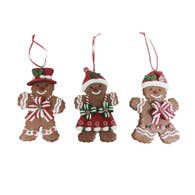 5" Claydough Gingerbread Ornament 3 Assorted