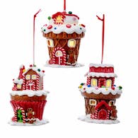 4" Battery Operated Gingerbread Led House Ornament 3/A