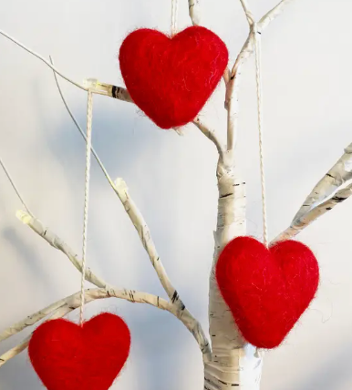 Felted Heart Ornament Singles Red