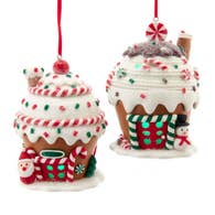 3.15" Battery Operated Round Led Gingerbread House Ornaments